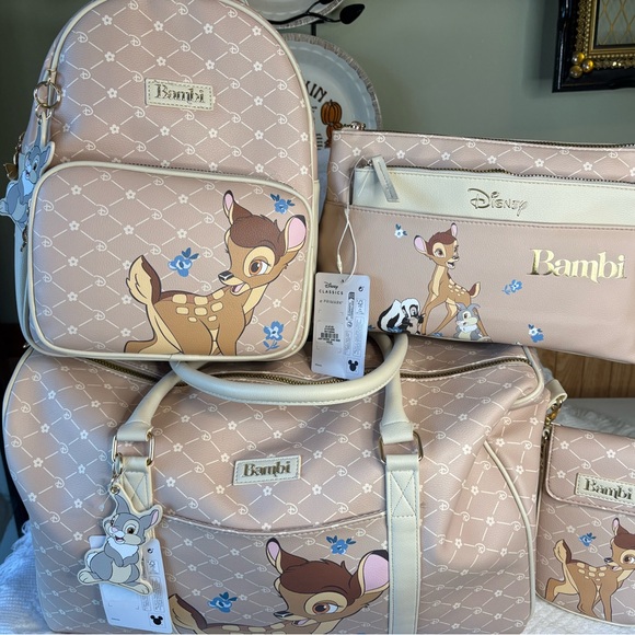 Primark Handbags - Primark Bambi Backpack/Travel Set - Pink and Cream